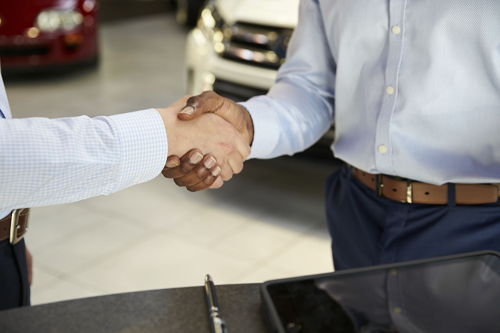 Close-up of two people shaking hands